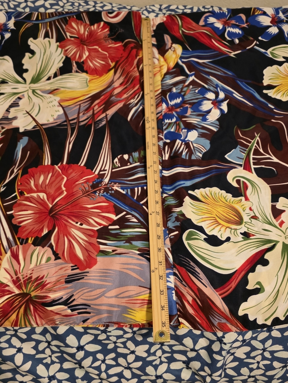 Max Studio Tropical Caftan Kimono Cover Up Floral Birds Resortwear Beach - Picture 7 of 16